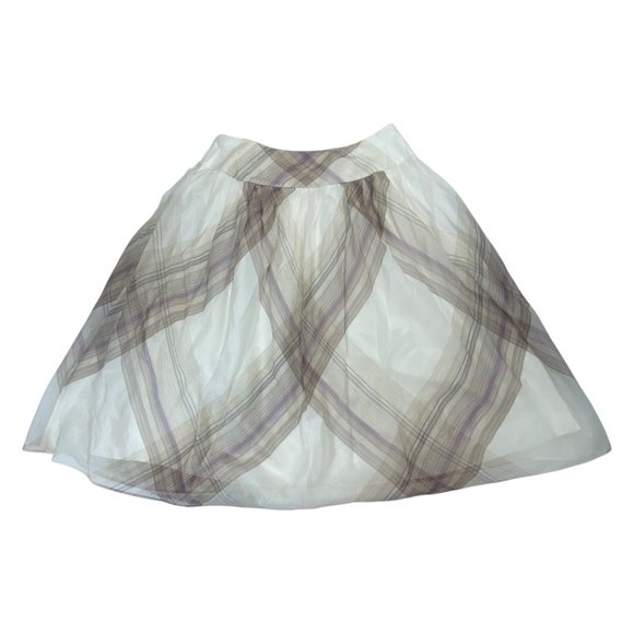 Talbots Pure Silk Midi Skirt | 10P | Plaid Organza | Lined | Preppy Old Money - Picture 2 of 10